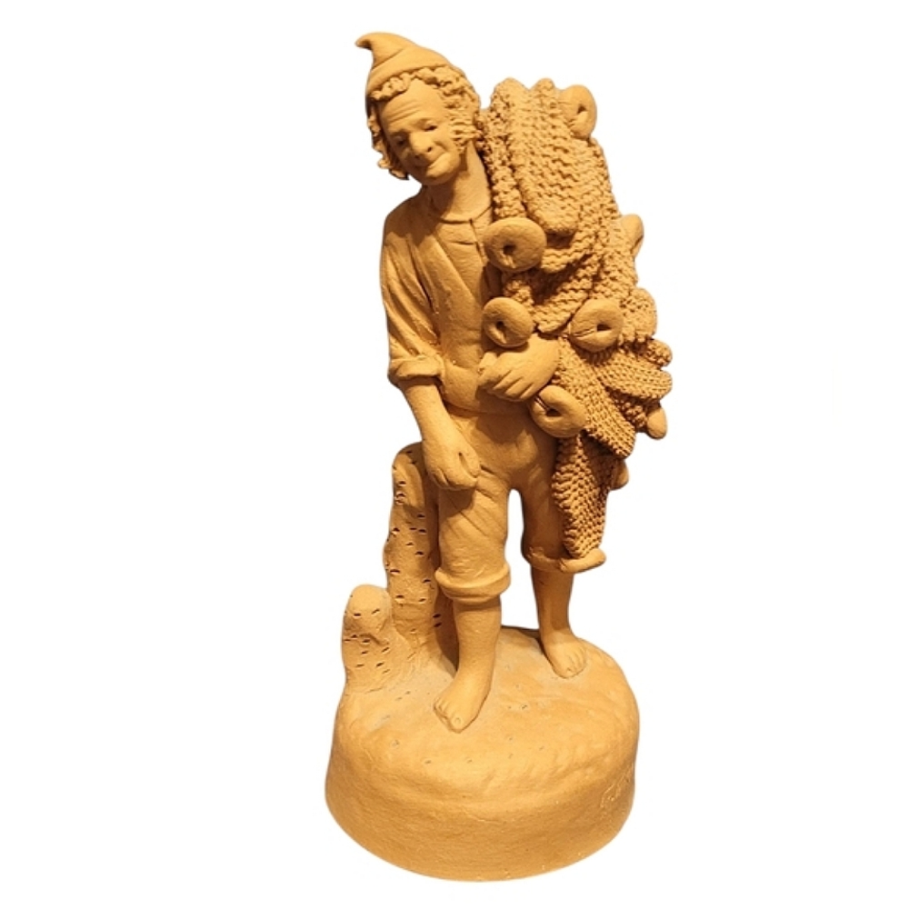 Guiseppe Grasso Handcrafted Terracotta Fisherman Sculpture